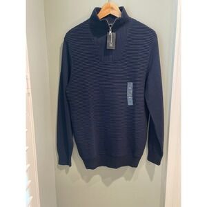 INC International‎ Concepts Mens Medium Basic Navy Ribbed 1/4 Zip Sweater